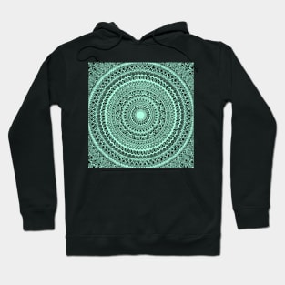 Light green mandala design on black Hoodie